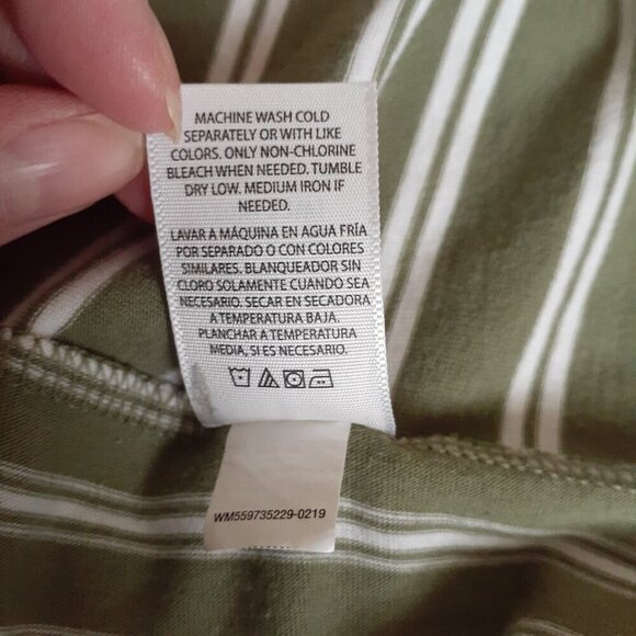 Terra & Sky Women's Size 2X (20W-22W) Green White Stripes Flutter Sleeve Shirt - Picture 6 of 10